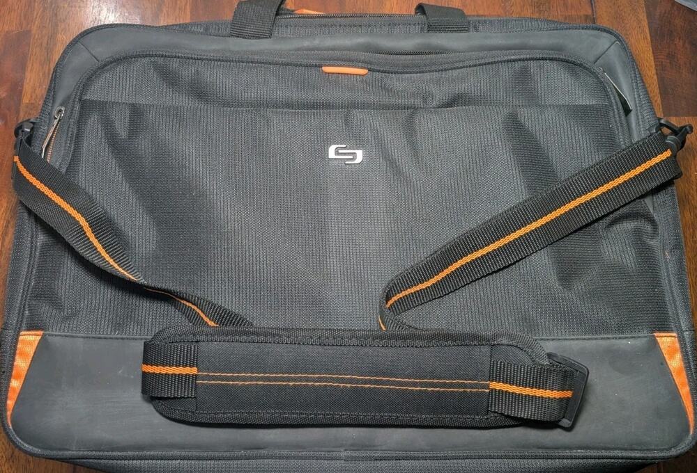 Solo Laptop Briefcase Black Orange Messenger Bag Travel Work Case